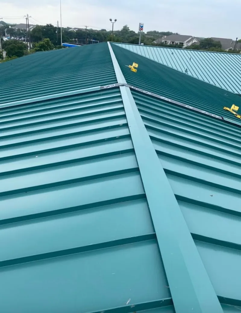 Green commercial metal roof ridge and valley for Metal Roof Repair in Royal Palm Beach